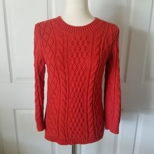 Wool Blend Cable Knit Sweater Red Size XS
